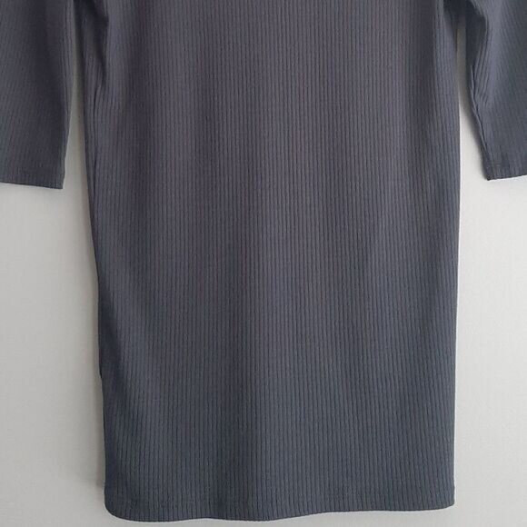 LEITH | Ribbed Fitted V-Neck Short Sleeve T-Shirt Gray Tee Sz S - Picture 8 of 10